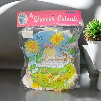Vintage Beistle Baby Shower Nursery Decor Large Cutout Set NEW SEALED Set Of 4 - Image 1 of 4