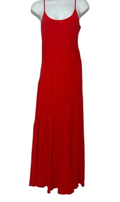 Vestido largo de tiras DKNY con volantes en la falda, rojo, talla XL Foto 1 de 4