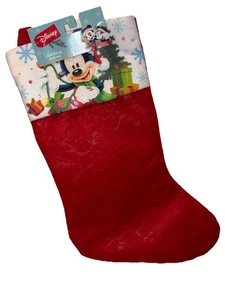 Disney MICKEY MOUSE rot & weiß Filz Weihnachtsstrumpf Schneeflocken von Ruz Geschenk - Bild 1 von 16