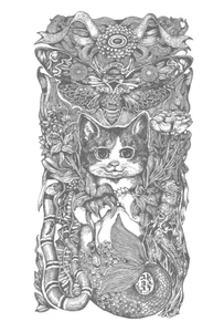 Japanese Postcard: Half Cat, Half Mermaid with Butterfly - Yuko Higuchi - Picture 1 of 3