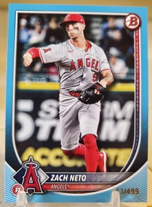 2025 Bowman ZACH NETO #/499 Sky Blue Parallel Insert Card #55 LA ANGELS SP - Picture 1 of 2