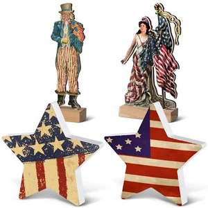 4 Pcs 4th of July Patriotic Tiered Tray Decor Memorial Day Independence Table... - Picture 1 of 6