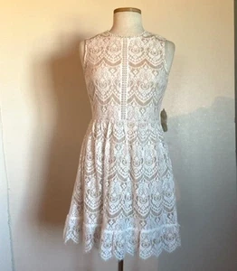 altar'd state White cotton & nylon Lace over Nude polyester Knit Lining NWT sz M - Picture 1 of 6