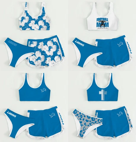 Detroit Lions Women's 3PC Bikini Swimsuit Halter Top With Shorts Swimwear Gift Cover