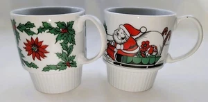 Vintage 70er Trimont Ware Japan Stapeltassen Tassen Weihnachten Urlaub 2er Set - Bild 1 von 9