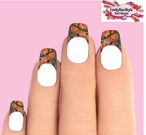 Juego de 10 calcomanías para uñas con puntas de tobogán acuático - camuflaje camuflaje de roble musgoso naranja - Imagen 1 de 1