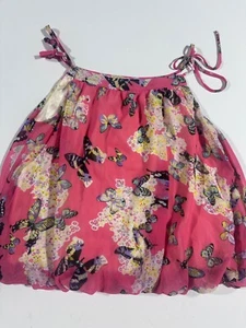 La Miniatura Girls Pink Floral Butterfly Strappy Summer Tunic Top Shirt Size 12 - Picture 1 of 7