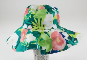 NEW NWT Gymboree Sun Hat Girls Kids Size Medium Tropical Flowers - Picture 1 of 5