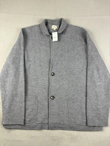 J.Crew Cardigan Sweater Men's Size Large Gray Merino Wool 3-Button Shirt Pockets - Picture 1 of 7