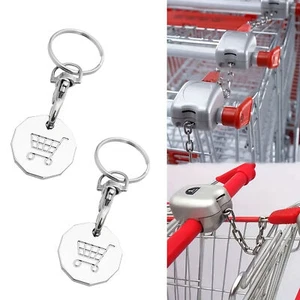 2 Trolley Coin Keyring Removable Supermarket £1 Pound Shopping Cart Token Holder - Picture 1 of 7