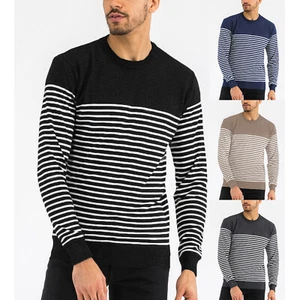 Gestreifter Strickpullover für Herren Freizeit Ganzjahrespullover Jacke - Bild 1 von 17