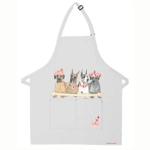 Deutsche Dogge Blumenschürze zwei Taschen Latzschürze mit verstellbarem Ausschnitt - Bild 1 von 1