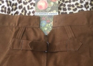 PANTALONES DE TRABAJO FRANCESES AÑOS 50 CON HEBILLA/CINCH BACK ~ LONA DE PATO MARRÓN ~ SIN USAR ~ L/XL - Imagen 1 de 13