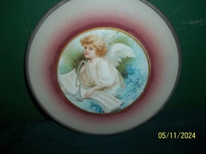 Antique Victorian Chimney Flue Cover Angel Round Glass 7 3/4" - Picture 1 of 2