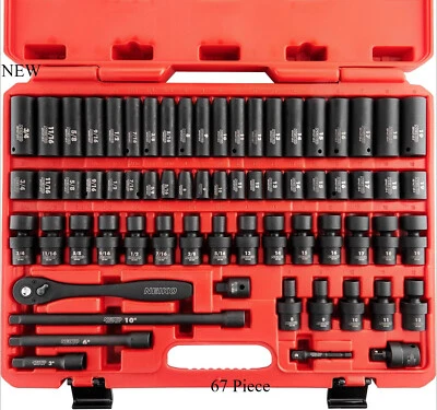 NEIKO 02471A Impact Socket Set, 3/8” Drive, 67 Piece, Metric and Standard - Image 1 of 4