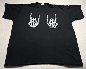 Skeleton Hand Devil Horns Graphic Black T-Shirt 4XL Metal Rock Music Theme - Picture 1 of 5
