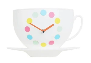 Coffee Cup Wall Clock Modern Art Design Unique Home Decor Interior Fun - Pastel - Picture 1 of 4