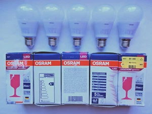 5x OSRAM 9W (= 60W ) E27 Warm White Dimmable 25000hr LED Bulb Edison Screw 806lm - Picture 1 of 10