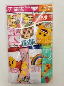 Handcraft 7 Day A Week Girls Emoji 100% Cotton Briefs 7 Pack  Size 6 - Picture 1 of 3