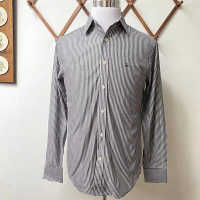 Рубашка United Colors Of Benetton мужская в тонкую полоску на пуговицах с вышитым логотипом средняя - Изображение 1 из 4