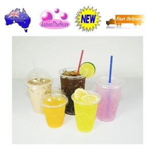 Plastic Cup PET Recyclable Drinking Cold Clear Cup Many Sizes and Lids Reusable - Picture 1 of 16