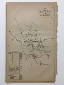 Mapa vintage de la India DIVISIONES CENSALES DEL MUNICIPIO DE DELHI AÑOS 1890 8 pulgadas x 12,50 pulgadas - Imagen 1 de 6
