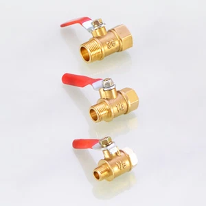 MINI Messing Kugelhahn 1/8" 1/4" 3/8" Innen x Aussengewinde - Roter Hebelgriff - Picture 1 of 9