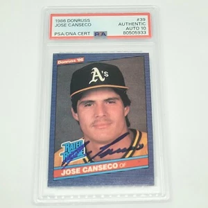 1986 Donruss Jose Canseco Rated Rookie PSA Auto 10 RC Signed Oakland PSA/DNA - Picture 1 of 2