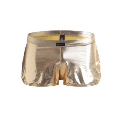 Hombres Sexy Brillante Aspecto Húmedo Ropa Interior Calzoncillos Boxer Calzoncillos Cuero de Imitación Prendas para club nocturno Foto 1 de 4