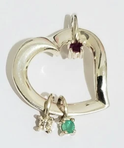 Lenox Sterling Silver Heart with Gemstones Pendant - Picture 1 of 5