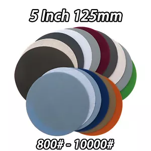 125mm 5 in Wet Abrasive Sanding Discs 800 - 10000 Grit Hook & Loop Sandpaper Pad - Picture 1 of 10
