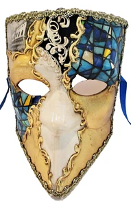 CASANOVA (1) A QUALITY ITALIAN MASK HANDPAINTED BY ARTISANS, BLUE MOSAIC. - Picture 1 of 3