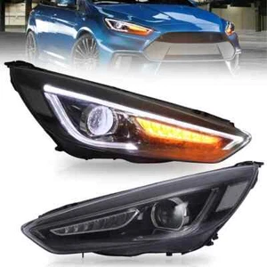 LED Headlights Assembly For 2015-2018 Ford Focus DRL Indicators Front Lamps Pair - Picture 1 of 21