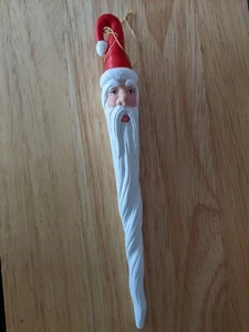 Vintage Ceramic Long Santa Head Face Beard Icicle Ornaments 8" - Picture 1 of 9