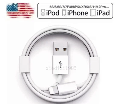 2-PACK OEM USB Data Fast Charger Cable Cord For Apple iPhone 5 6 7 8 X 11 12 MAX - Image 1 of 4