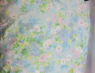 Vintage Fieldcrest Perfection FULL FITTED  Blue Flower Sheet Floral Percale - Image 1 of 4