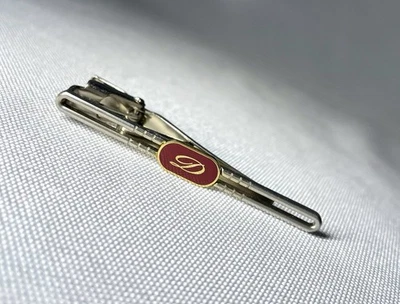 Auth [Rare] S.T.Dupont Tie Clip D Logo Cutout Gold silver Red Bar Business men - Image 1 of 4