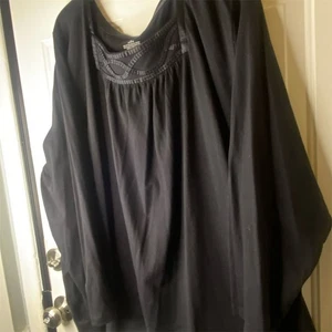 Liz & Me Women's Plus 4X Black Long Sleeve Blouse Casual Top Burnout neckline - Picture 1 of 11