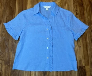 Lilly Pulitzer Carden 100% linen Ruffle Top Size XXS Women’s - Picture 1 of 7