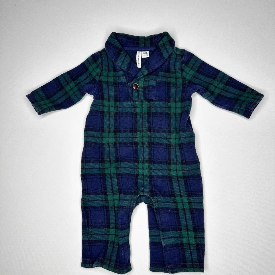 Janie And Jack Bebé 3-6 Meses Tartán Cuadros Mameluco Una Pieza Vacaciones Foto 1 de 4