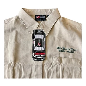 Vintage Chase Authentic Shirt Y2K Mens Large Beige Button Embroidery NASCAR - Picture 1 of 5