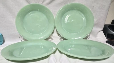 VINTAGE LOT OF 4 FIRE KING JADITE RESTAURANT WARE 9" DINNER PLATES LIGHT LINES - Image 1 of 3