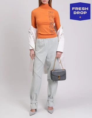 RRP €260 JOHN RICHMOND Jumper Size L Orange Lightweight Studs Logo Roll Neck - Image 1 of 4