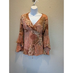 y2k Fairy Babydoll Floral Patchwork Bell Sleeve Mesh Cottage Boho Self Esteem M - Picture 1 of 9