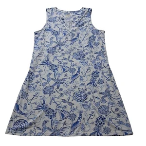 Lilly Pulitzer Dev Dress Women's XL White Blue Mini Seashell Crab Coastal Resort - Picture 1 of 12