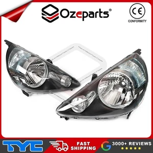 Pair LH+RH Head Light Lamp (Black) For Honda Jazz GD Series 2 2004~2008 GLi VTi - Picture 1 of 6