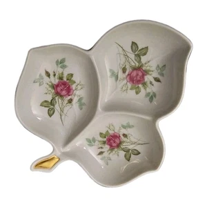 Old Nuremberg Bavaria Germany 3 Section Candy/Nut/Relish Dish Red Rose Victorian - Picture 1 of 2