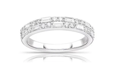 Platinum Eternity Ring. 0.50ct Diamond Round & Baguette Cut Double Row Eternity - Image 1 of 3