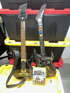 xbox 360 Rock Band Guitar Hero 2 Guitar 1 Mic And Rock Band 2 Game Lot - Picture 1 of 9