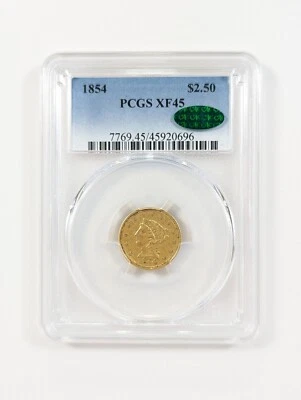 1854 $2.5 Liberty Head Quarter Eagle Gold Coin PCGS XF45 Green CAC  - Image 1 of 4